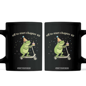 Off To Start Chapter 40 Coffee Mug Funny Frog Scooter 40th Birthday Gift