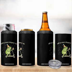 Off To Start Chapter 40 4 in 1 Can Cooler Tumbler Funny Frog Scooter 40th Birthday Gift
