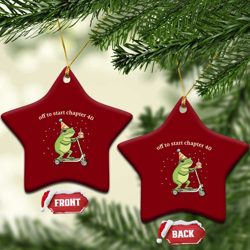 Off To Start Chapter 40 Ceramic Ornament Funny Frog Scooter 40th Birthday Gift