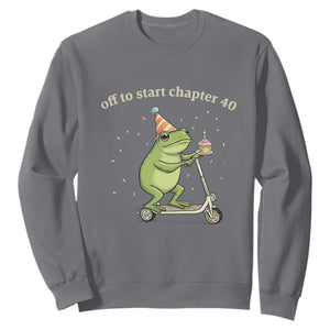 Off To Start Chapter 40 Sweatshirt Funny Frog Scooter 40th Birthday Gift
