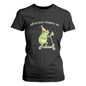 Off To Start Chapter 40 T Shirt For Women Funny Frog Scooter 40th Birthday Gift
