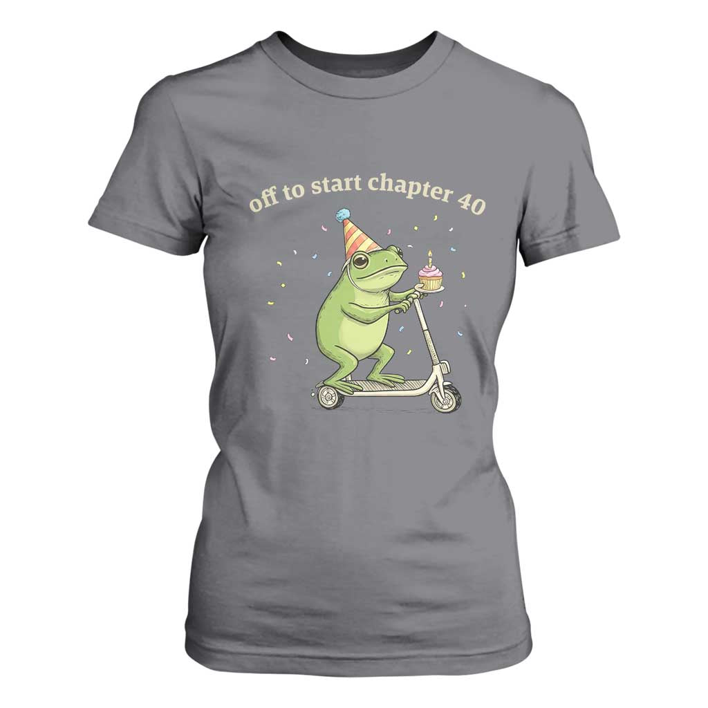 Off To Start Chapter 40 T Shirt For Women Funny Frog Scooter 40th Birthday Gift