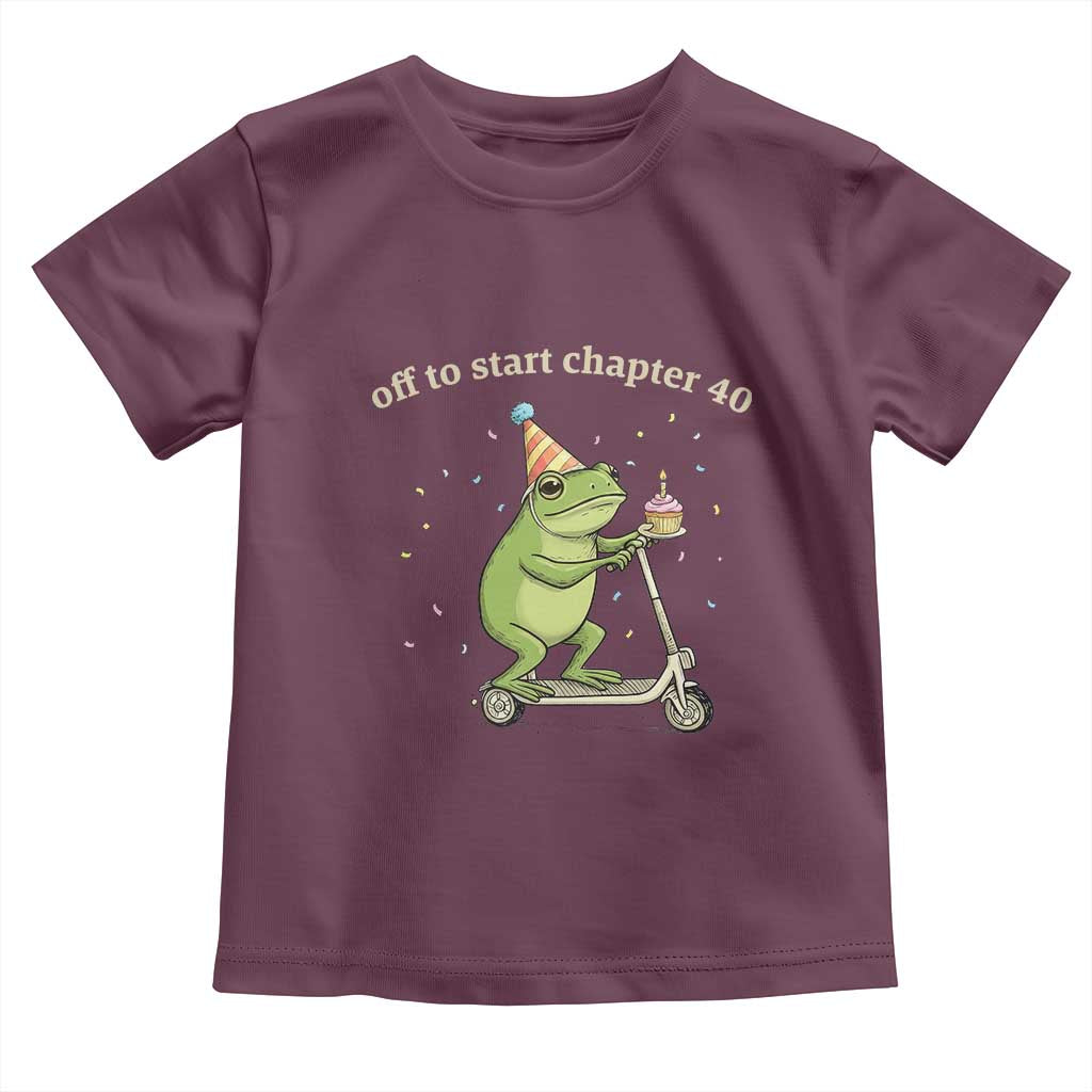 Off To Start Chapter 40 Toddler T Shirt Funny Frog Scooter 40th Birthday Gift
