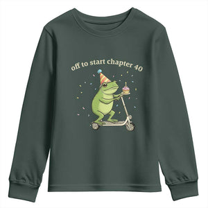 Off To Start Chapter 40 Youth Sweatshirt Funny Frog Scooter 40th Birthday Gift