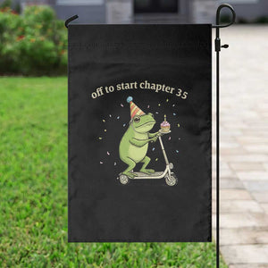 Off To Start Chapter 35 Garden Flag Funny Frog Scooter 35th Birthday Gift