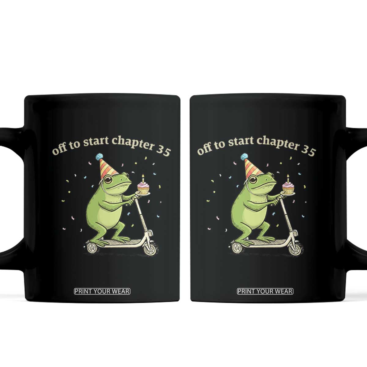 Off To Start Chapter 35 Coffee Mug Funny Frog Scooter 35th Birthday Gift