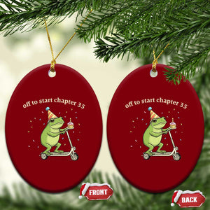 Off To Start Chapter 35 Ceramic Ornament Funny Frog Scooter 35th Birthday Gift