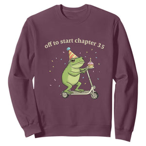 Off To Start Chapter 35 Sweatshirt Funny Frog Scooter 35th Birthday Gift