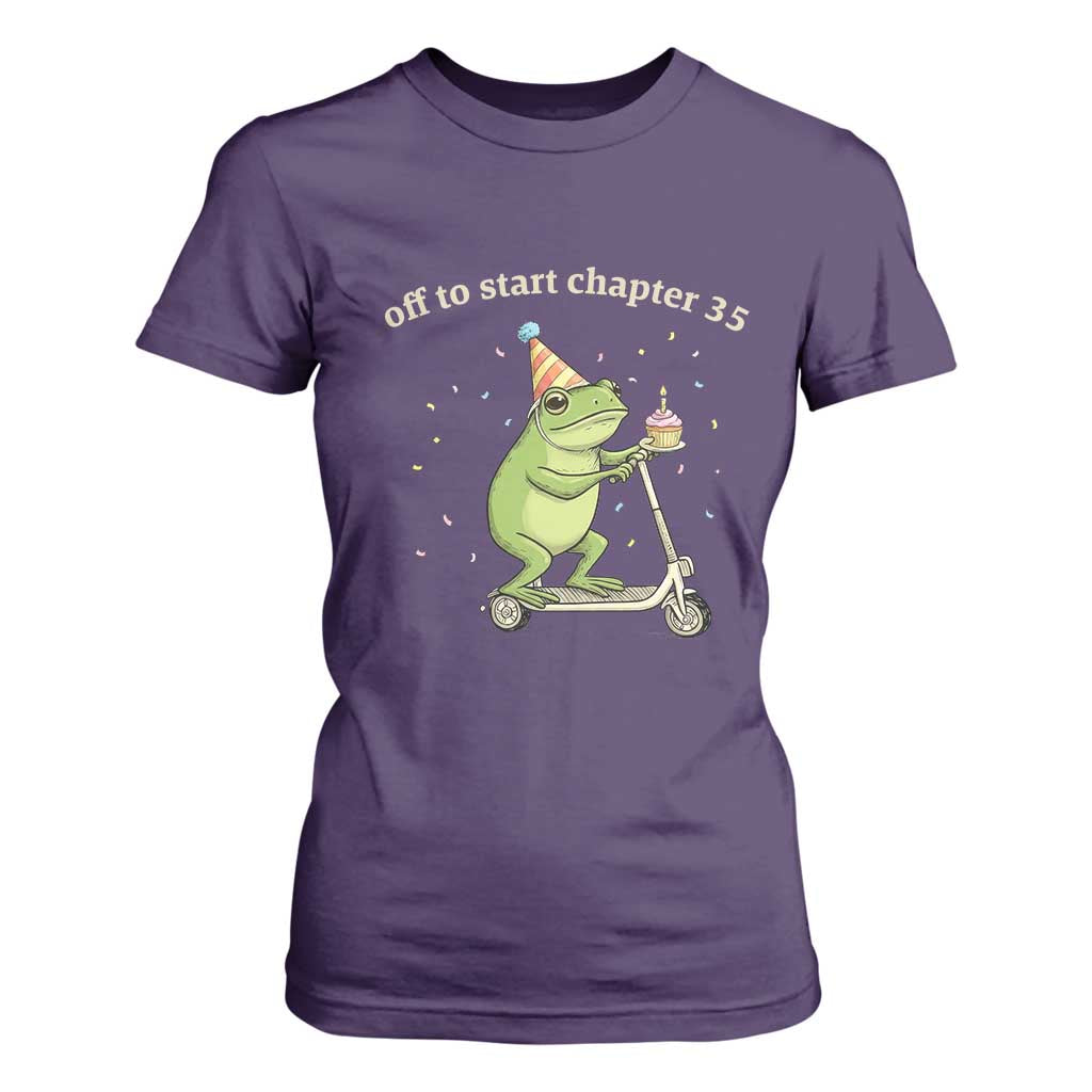 Off To Start Chapter 35 T Shirt For Women Funny Frog Scooter 35th Birthday Gift