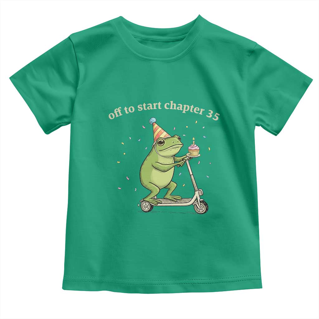 Off To Start Chapter 35 Toddler T Shirt Funny Frog Scooter 35th Birthday Gift