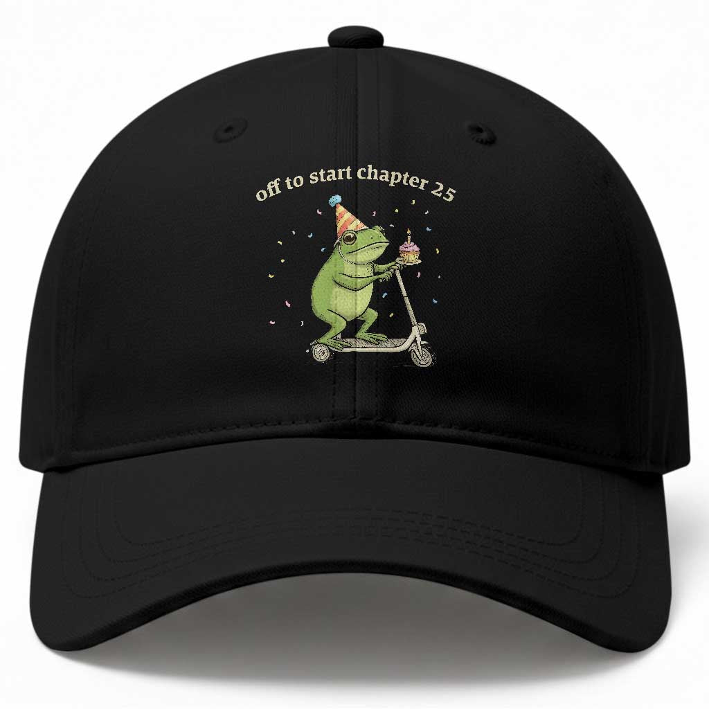 Off To Start Chapter 25 Baseball Cap Funny Frog Scooter 25th Birthday Gift