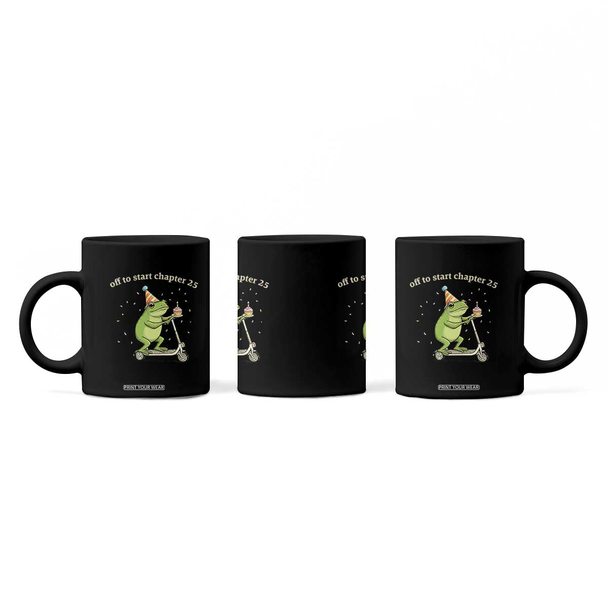 Off To Start Chapter 25 Coffee Mug Funny Frog Scooter 25th Birthday Gift