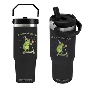 Off To Start Chapter 25 Flip Straw Tumbler Funny Frog Scooter 25th Birthday Gift