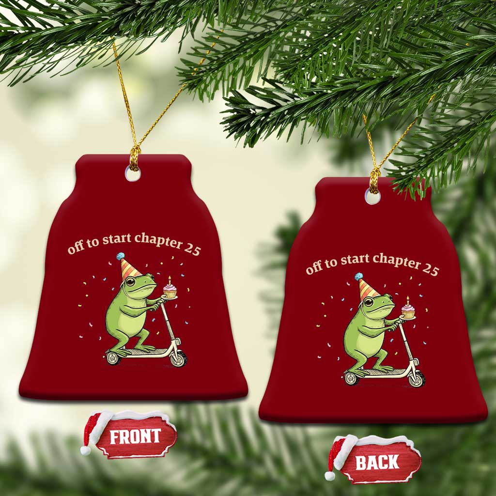 Off To Start Chapter 25 Ceramic Ornament Funny Frog Scooter 25th Birthday Gift