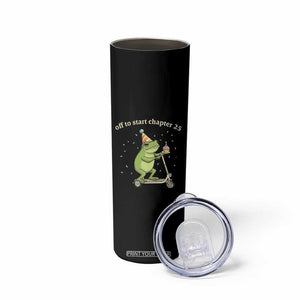 Off To Start Chapter 25 Skinny Tumbler Funny Frog Scooter 25th Birthday Gift