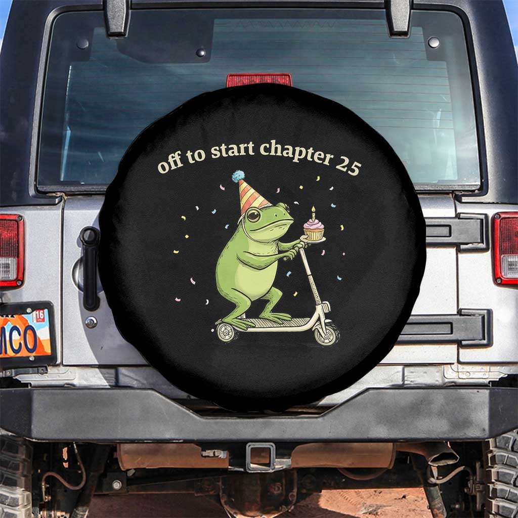 Off To Start Chapter 25 Spare Tire Cover Funny Frog Scooter 25th Birthday Gift