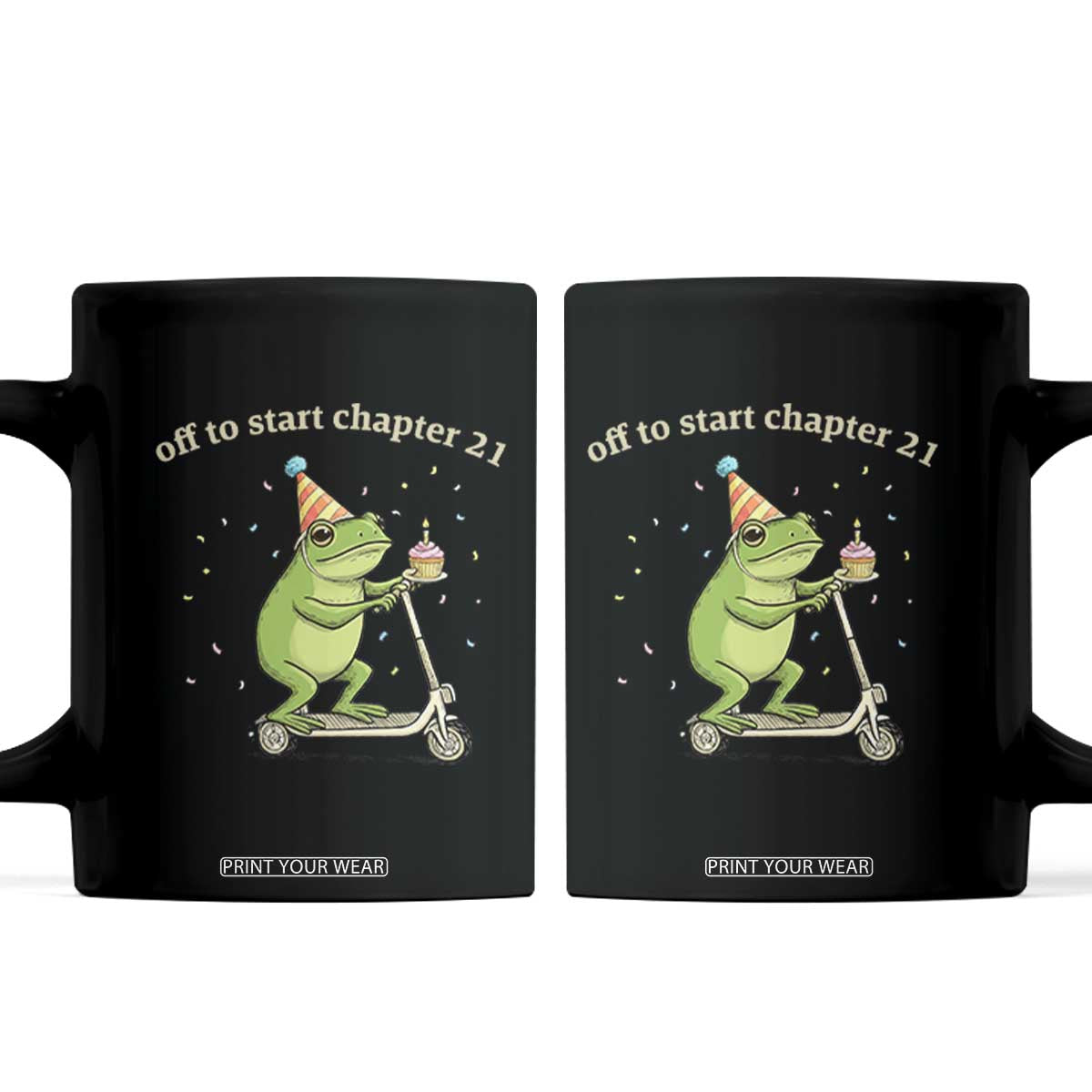 Off To Start Chapter 21 Coffee Mug Funny Frog Scooter 21st Birthday Gift