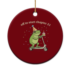 Off To Start Chapter 21 Ceramic Ornament Funny Frog Scooter 21st Birthday Gift