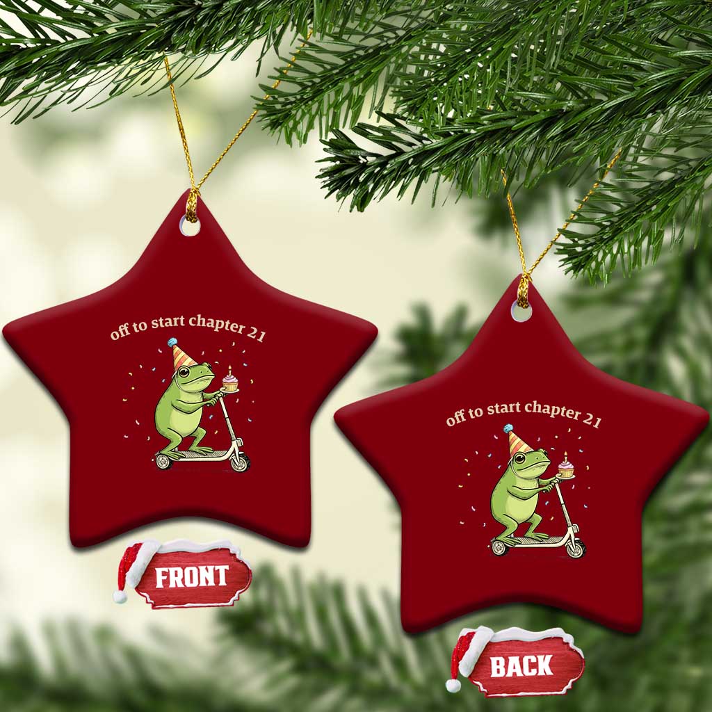 Off To Start Chapter 21 Ceramic Ornament Funny Frog Scooter 21st Birthday Gift