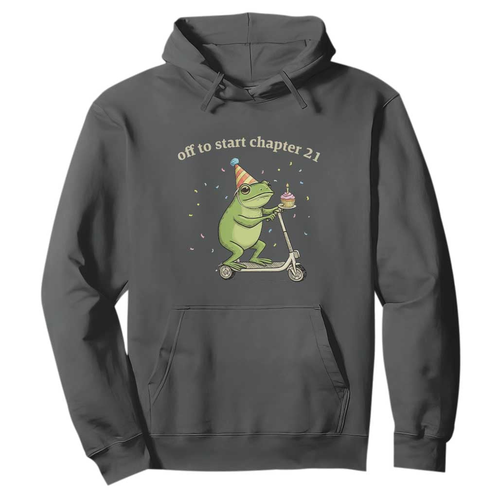 Off To Start Chapter 21 Hoodie Funny Frog Scooter 21st Birthday Gift