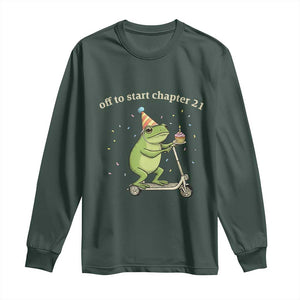 Off To Start Chapter 21 Long Sleeve Shirt Funny Frog Scooter 21st Birthday Gift