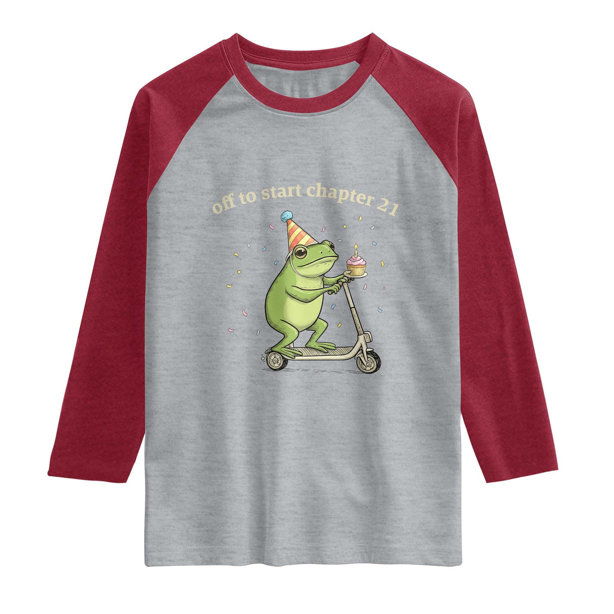 Off To Start Chapter 21 Raglan Shirt Funny Frog Scooter 21st Birthday Gift