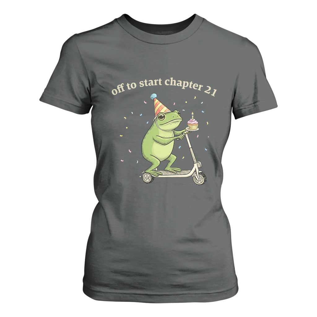 Off To Start Chapter 21 T Shirt For Women Funny Frog Scooter 21st Birthday Gift