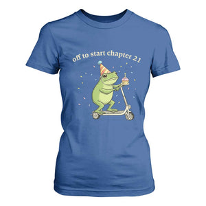 Off To Start Chapter 21 T Shirt For Women Funny Frog Scooter 21st Birthday Gift