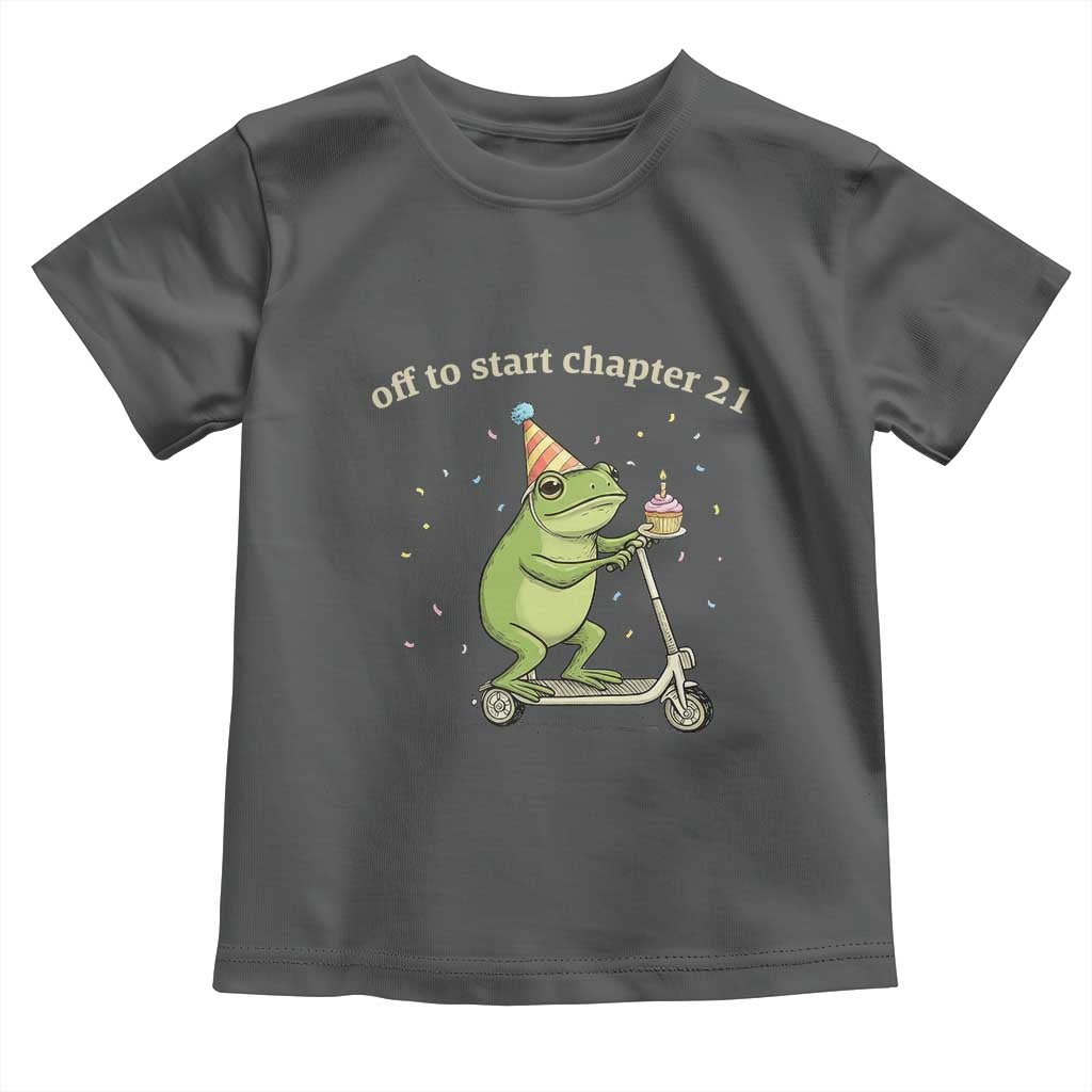 Off To Start Chapter 21 Toddler T Shirt Funny Frog Scooter 21st Birthday Gift