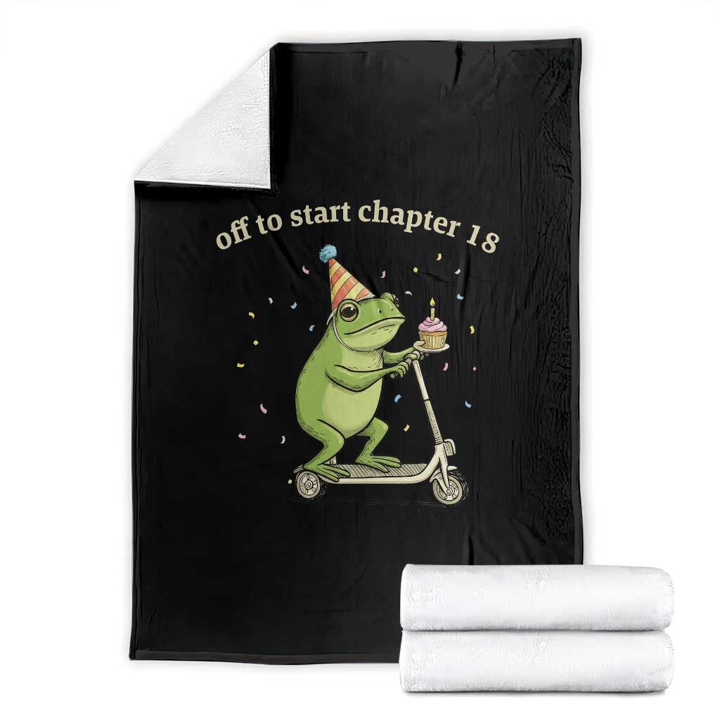 Off To Start Chapter 18 Throw Blanket Funny Frog Scooter 18th Birthday Gift