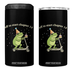 Off To Start Chapter 18 4 in 1 Can Cooler Tumbler Funny Frog Scooter 18th Birthday Gift