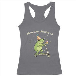 Off To Start Chapter 18 Racerback Tank Top Funny Frog Scooter 18th Birthday Gift