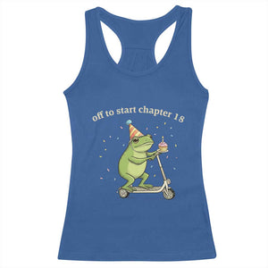 Off To Start Chapter 18 Racerback Tank Top Funny Frog Scooter 18th Birthday Gift
