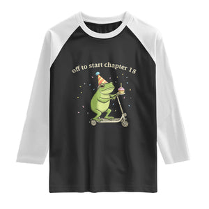 Off To Start Chapter 18 Raglan Shirt Funny Frog Scooter 18th Birthday Gift