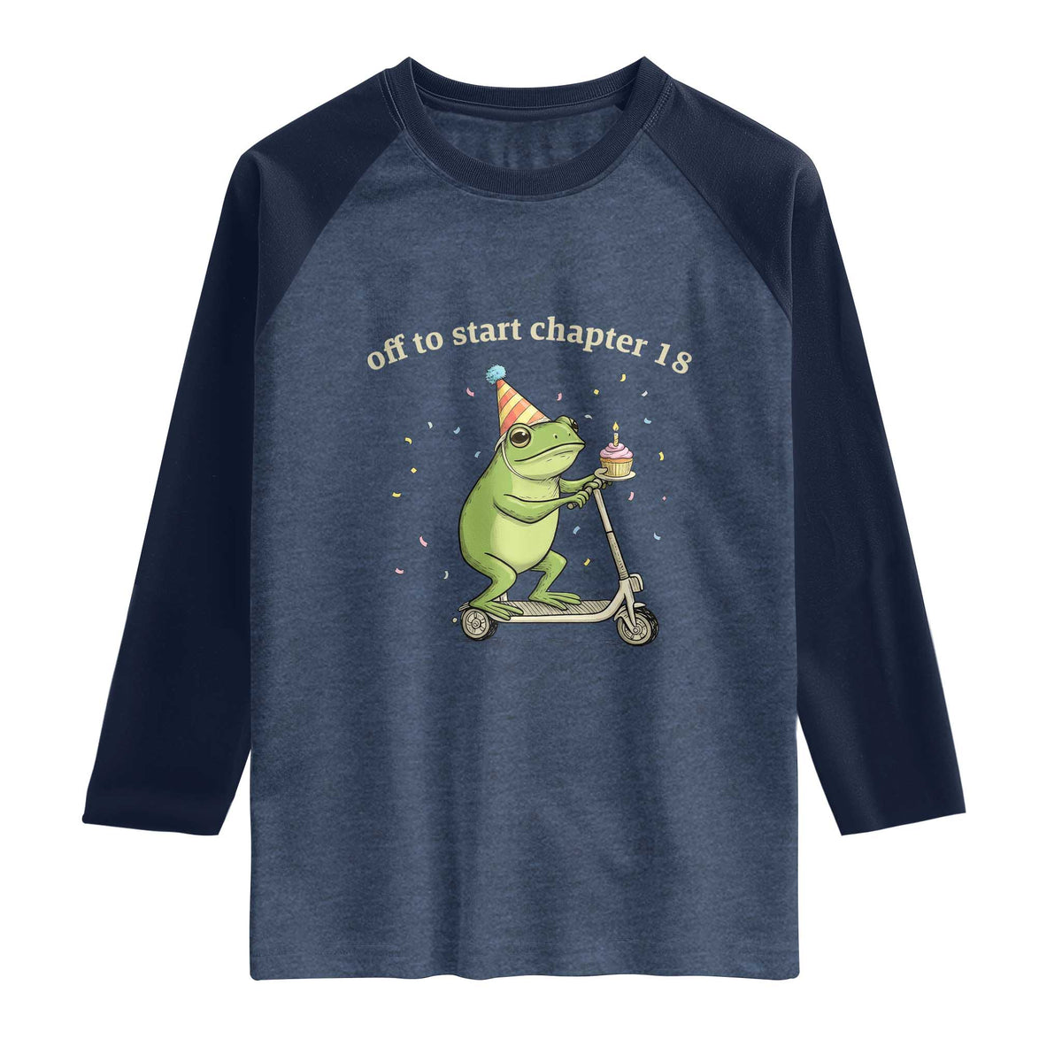 Off To Start Chapter 18 Raglan Shirt Funny Frog Scooter 18th Birthday Gift