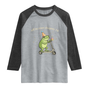 Off To Start Chapter 18 Raglan Shirt Funny Frog Scooter 18th Birthday Gift