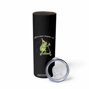 Off To Start Chapter 18 Skinny Tumbler Funny Frog Scooter 18th Birthday Gift