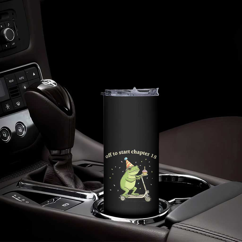 Off To Start Chapter 18 Skinny Tumbler Funny Frog Scooter 18th Birthday Gift