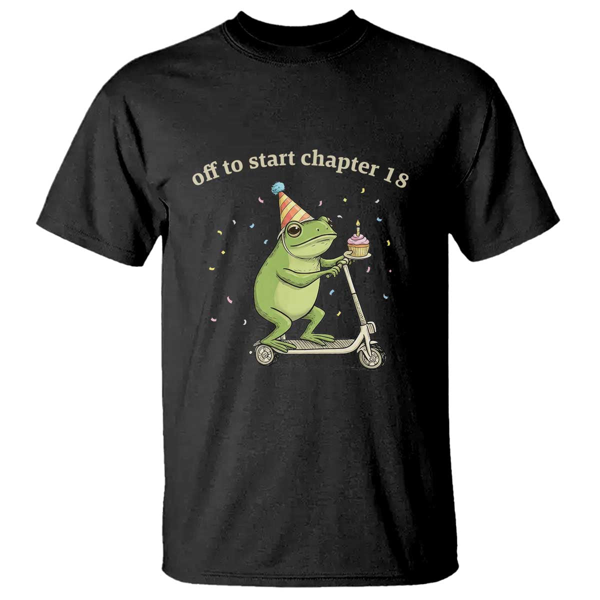 Off To Start Chapter 18 T Shirt Funny Frog Scooter 18th Birthday Gift