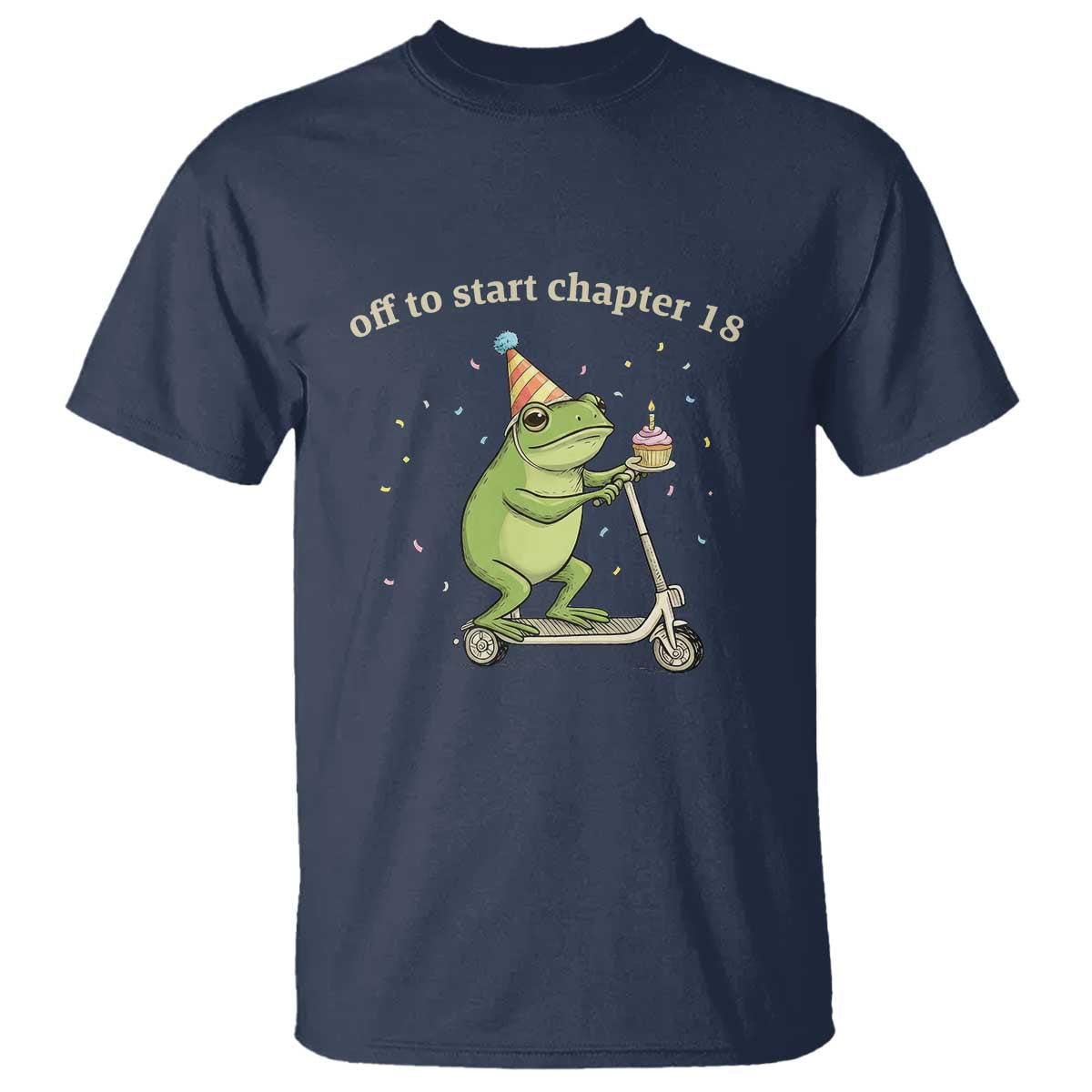 Off To Start Chapter 18 T Shirt Funny Frog Scooter 18th Birthday Gift