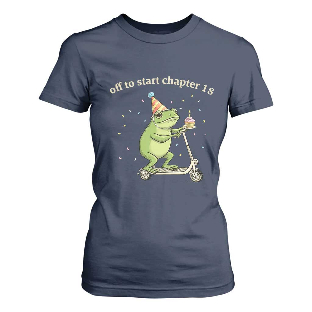 Off To Start Chapter 18 T Shirt For Women Funny Frog Scooter 18th Birthday Gift