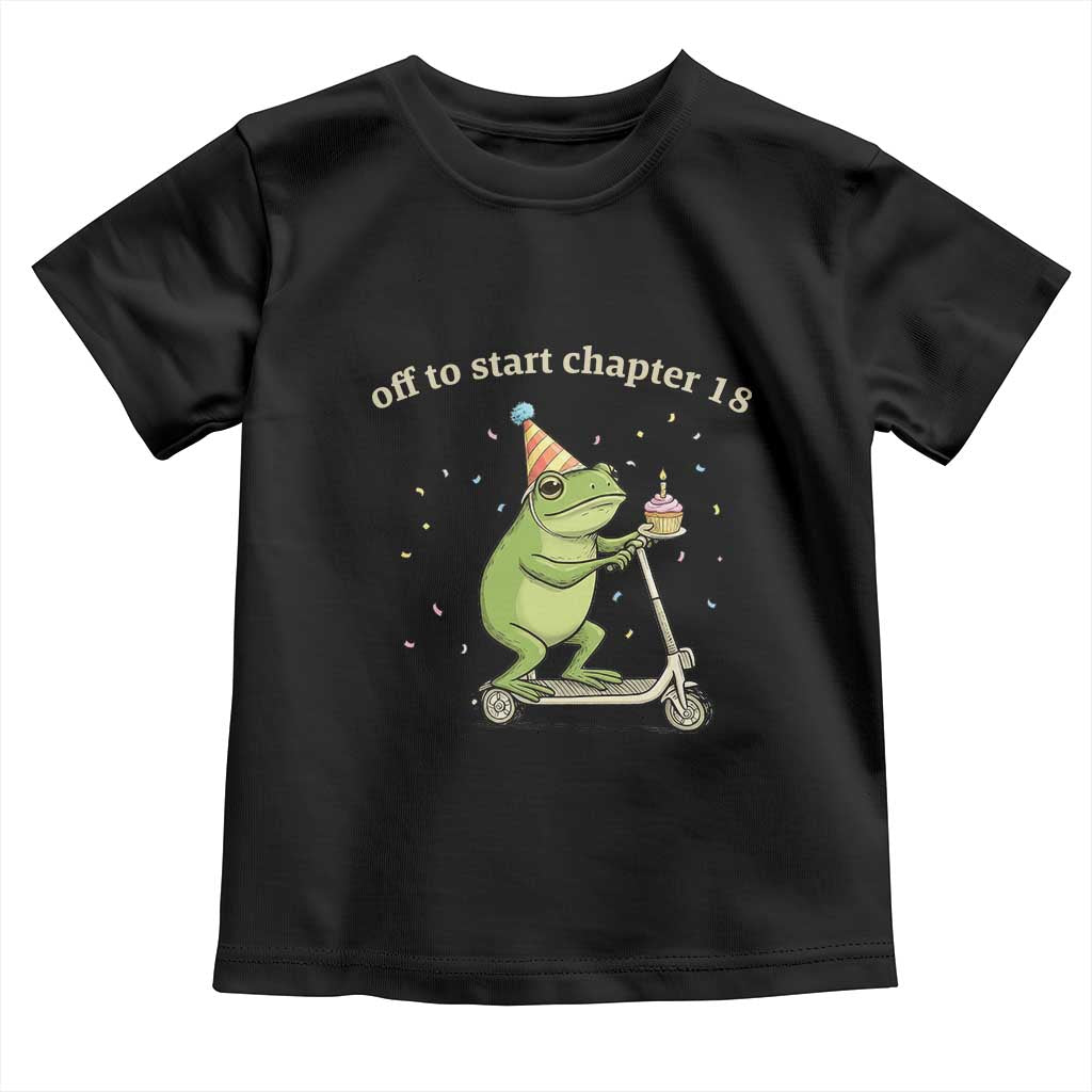 Off To Start Chapter 18 Toddler T Shirt Funny Frog Scooter 18th Birthday Gift