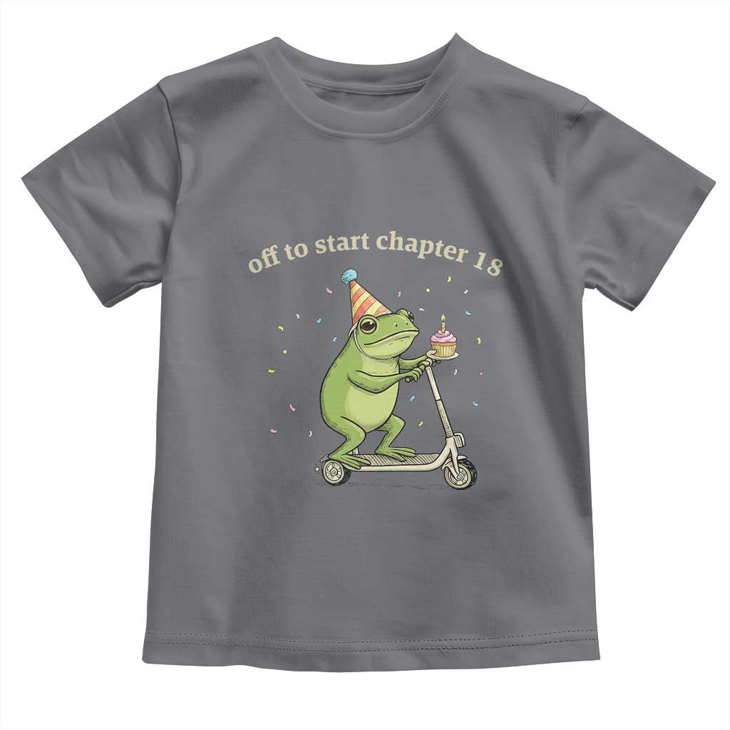 Off To Start Chapter 18 Toddler T Shirt Funny Frog Scooter 18th Birthday Gift
