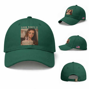 Look Who's 21 Baseball Cap Funny Birthday Doll Face Meme