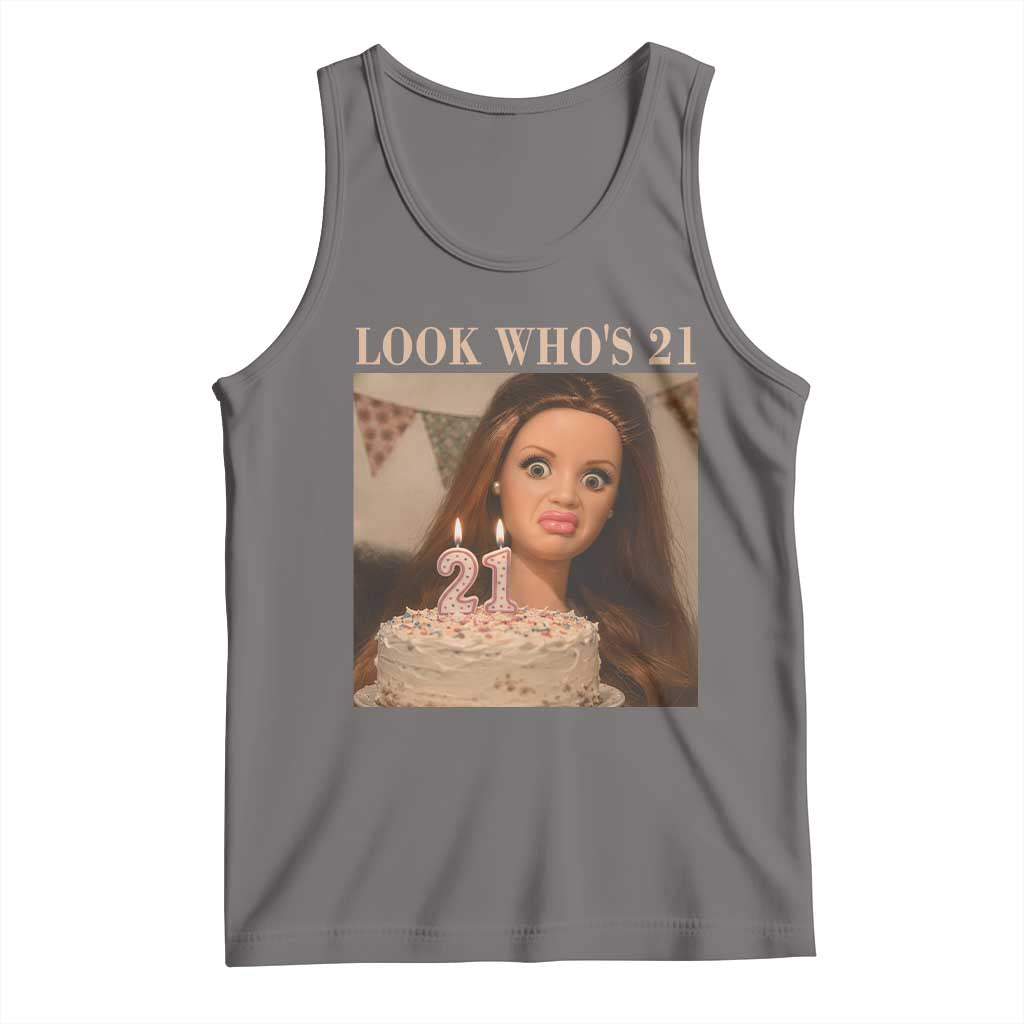Look Who's 21 Tank Top Funny Birthday Doll Face Meme