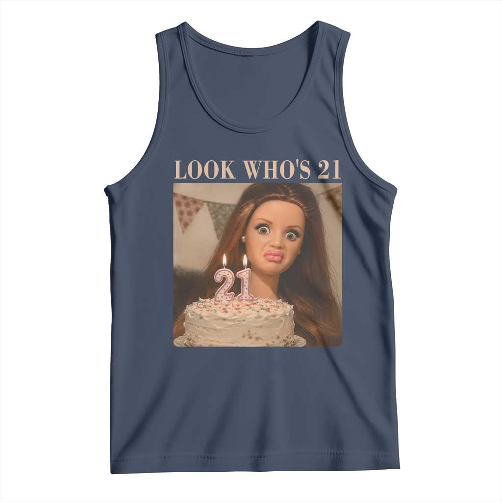 Look Who's 21 Tank Top Funny Birthday Doll Face Meme
