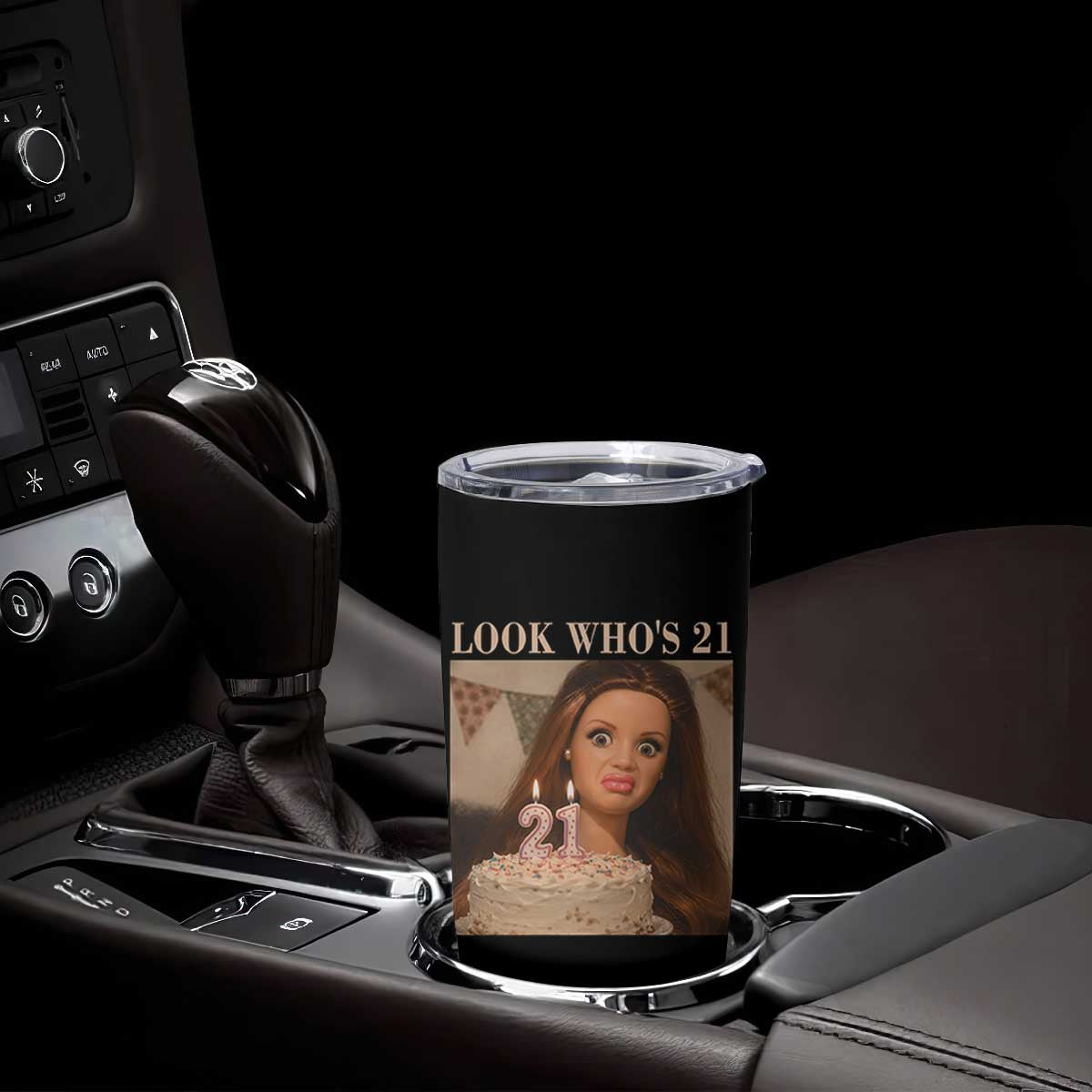 Look Who's 21 Tumbler Cup Funny Birthday Doll Face Meme