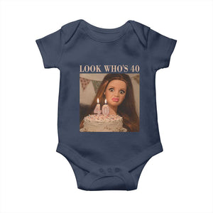 Look Who's 40 Baby Onesie Funny Birthday Doll Face Meme