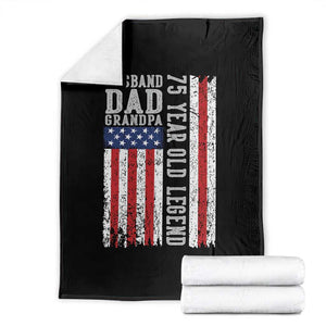 Husband Dad Grandpa 75 Year Old Legend Throw Blanket American Flag Birthday Gift