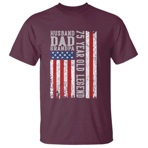 Husband Dad Grandpa 75 Year Old Legend T Shirt American Flag Birthday Gift